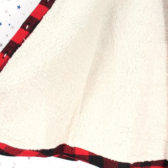 Sherpa Fur Lined Flannel Plaid Button Up Shirt Red Black Medium - Picture 3 of 7